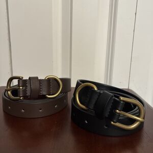 Frye and Co. Brown & Black  Women's Basic Belt Sz Extra Large Set Of 2